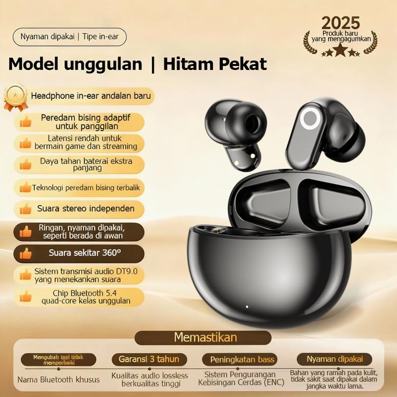 [COD] Yincoree [J16] Earphone Bluetooth 6.0 TWS - Reduksi Kebisingan Hybrid -48dB, 6-MIC ENC, 24 Jam Baterai, Latensi Rendah 0.04s, Audio 360° - Headset Nirkabel Kulit Gading untuk Gaming & Kerja In Ear Peredam Mikrofon Bawaan