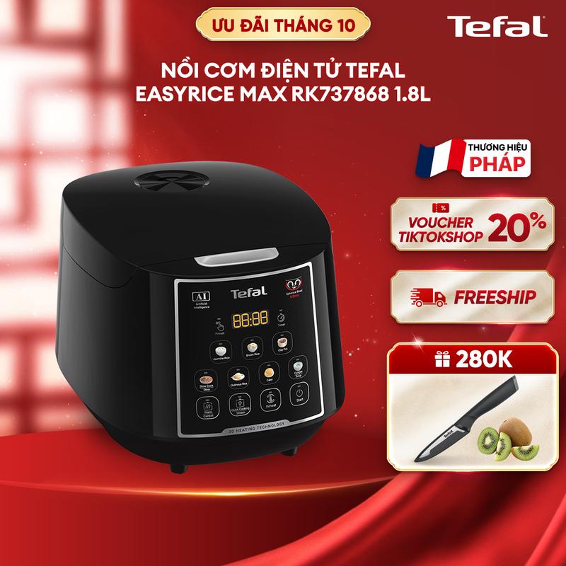 Nồi cơm điện tử Tefal EasyRice Max RK737868 1.8L Cooker Nấu Cơm, chương trình nấu ăn tự động
