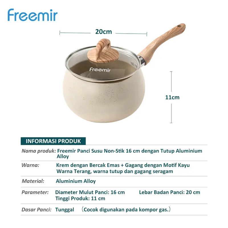 [SPECIAL LIVE] Panci MPASI Gemoy Panci Aladin 20/16 Cm Anti Lengket Tutup Kaca Cookware Beige Susu MPASI Rebus Alat Dapur Masak Gemoy Kitchenware 8