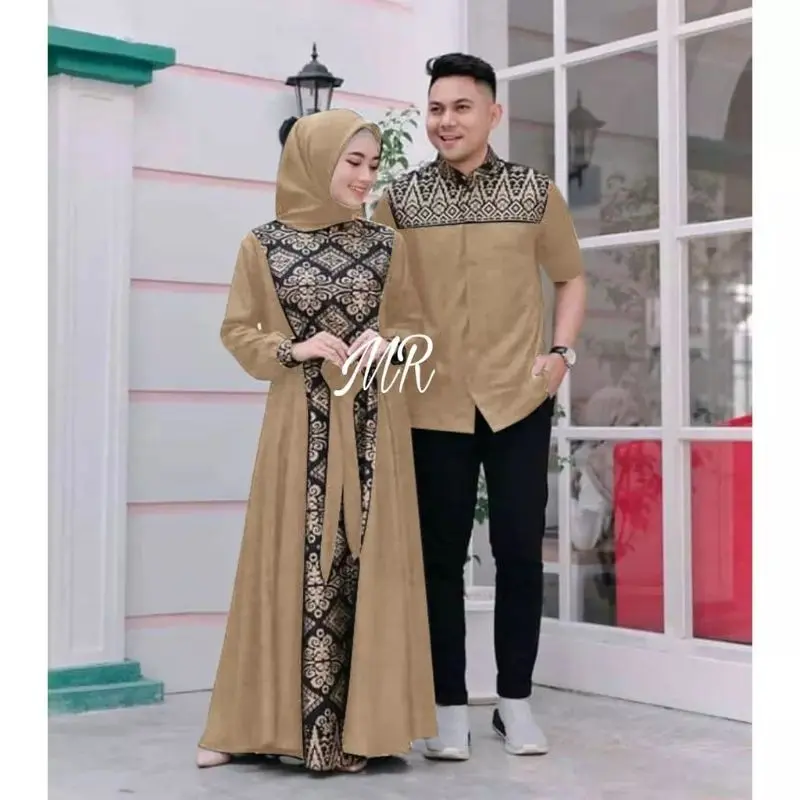 Batik Couple Modern Terbaru 2023 - Couple Gamis Kemeja Batik Moscrepe Couple Murah Suami Istri ( M L XL XXL ) Couple Murah Kekinian