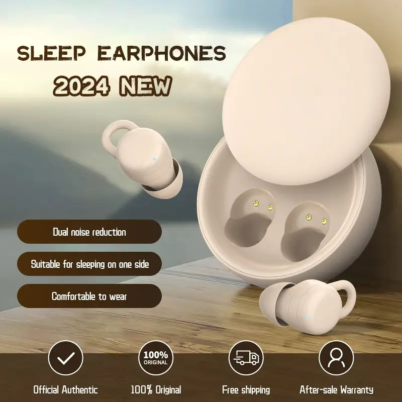 Tidur Nirkabel Bluetooth Earphone Khusus Tidur Samping Tanpa Rasa Sakit Stereo Peredam Kebisingan Tampilan Digital Headset In-Ear Kecil 7