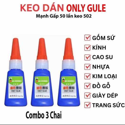 COMBO 3 Keo gốc dầu siêu chắc 20ml – Keo đa năng dán kim loại, gỗ, nhựa, nội…