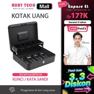 Kotak Uang Portable Cash Box Money Box Safety With Lock Security Compartment/Drawer Secret Metal