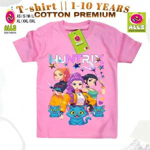 Atasan Baju Kaos Anak Perempuan Motif Huntrix Kpop Demon Hunter Usia 1-10 Tahun DTF Premium Fashion Distro Cotton 30s Harian