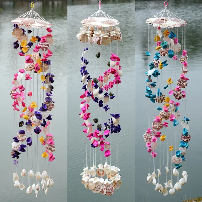Shell Wind Chimes Ssangyong Color 19 Pieces of Mediterranean Style Home Door and Window Ornaments Wind Chimes