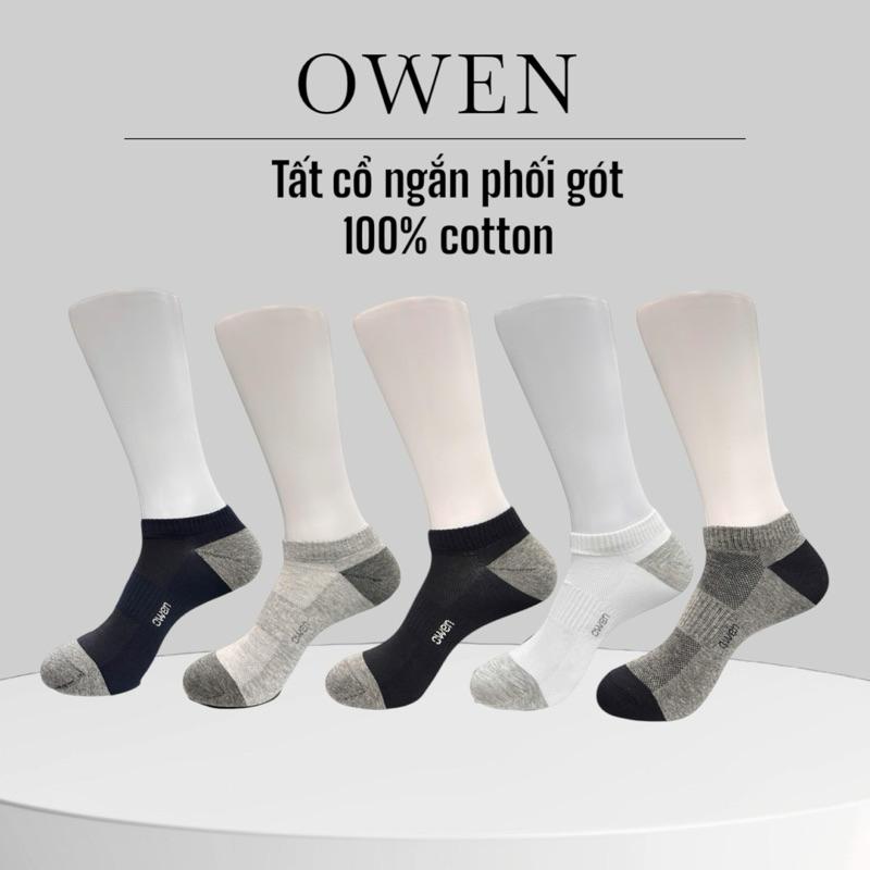 SET GIÁ SỈ - Set 5 đôi 10 đôi tất cổ ngắn phối gót Owen 100% cotton khử mùi thoáng chân