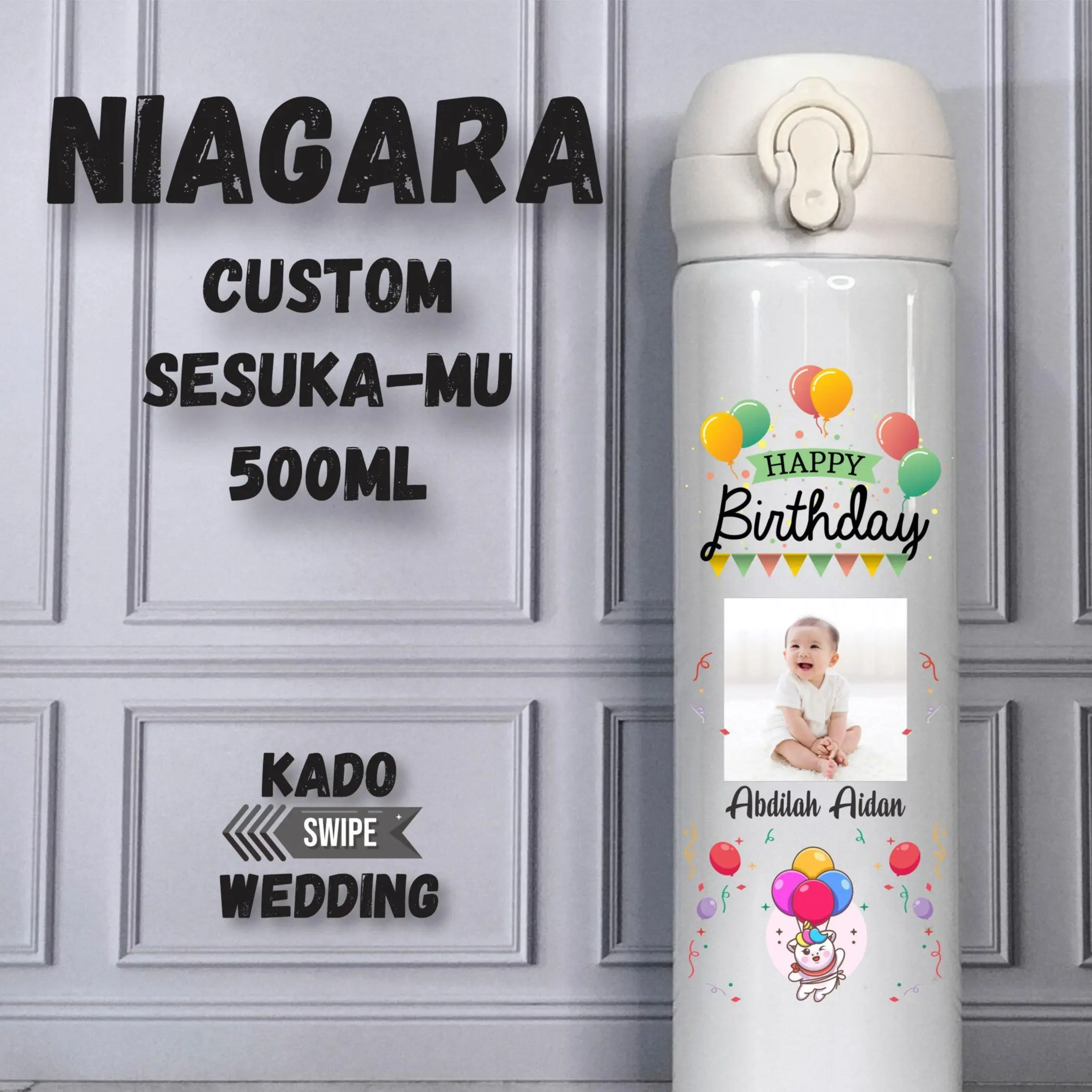 Botol Minum Tumbler Niagara PUTIH 500ml Custom Sublim Stainless Steel Vacuum