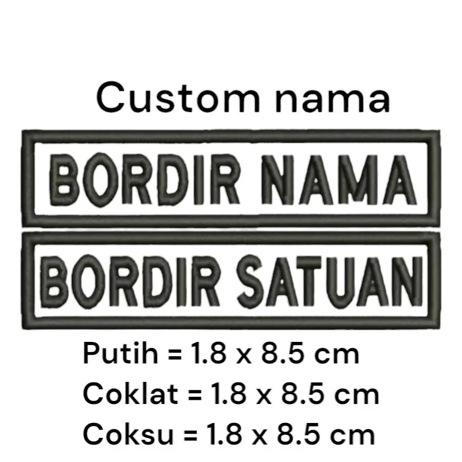 SEHARI JADI!!  Bordir Custom Nama Siswa Ukuran 1.8 x 8.5cm