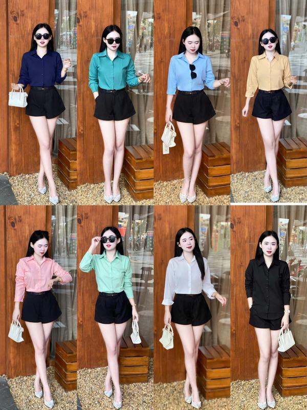 Áo Sơ Mi Kiểu Nữ Dài Tay Sang Trọng Chất Liệu Lụa Thái Co Giãn Không Nhăn Thoáng Mát Phong Cách Hiện Đại & Thanh Lịch Cho Phái Đẹp.from body nhẹ