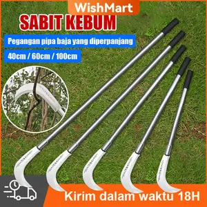 WishMart Sabit Arit Rumput Baja Asli 100/80/60cm Pemangkas Rumput Multifungsi Sabit Ranting Pohon Sabit Rumput Arit Padi Alat Pembelah Bambu