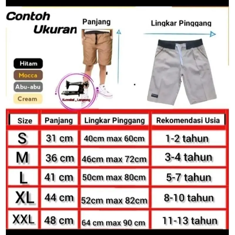 ( PAKET 4 PCS ) Celana chinos pendek anak laki laki perempuan 1-13 tahun Hitam Laki-Laki 1