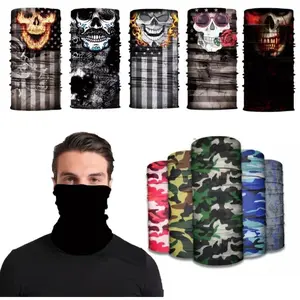 Buff Masker Slayer Penutup Wajah Muka Kepala Leher / Motif Loreng Tengkorak Hitam Polos Masker Pria Motor Motorcycle Face Mask