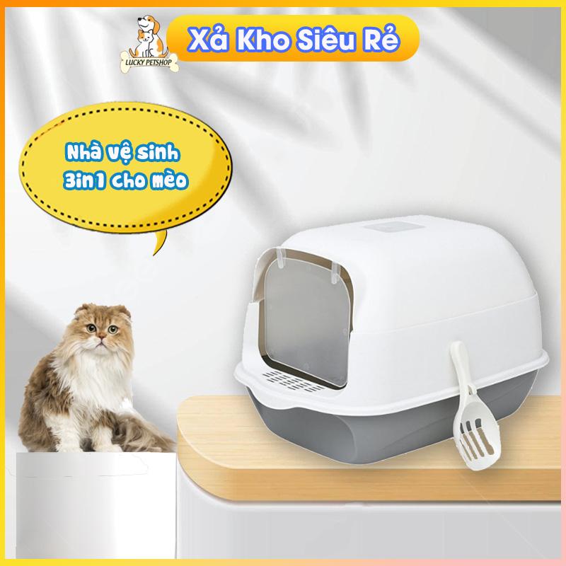  Nhà vệ sinh cho mèo có nắp đậy - Khay chậu cát vệ sinh cho mèo tiện cát  đất cát  đi 