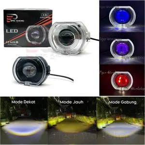 New Projie Biled Cahaya Laser Cut Off Jauh Dekat 30watt Plus Devil Merah Full Alumunium Waterproof 4.5 inchi