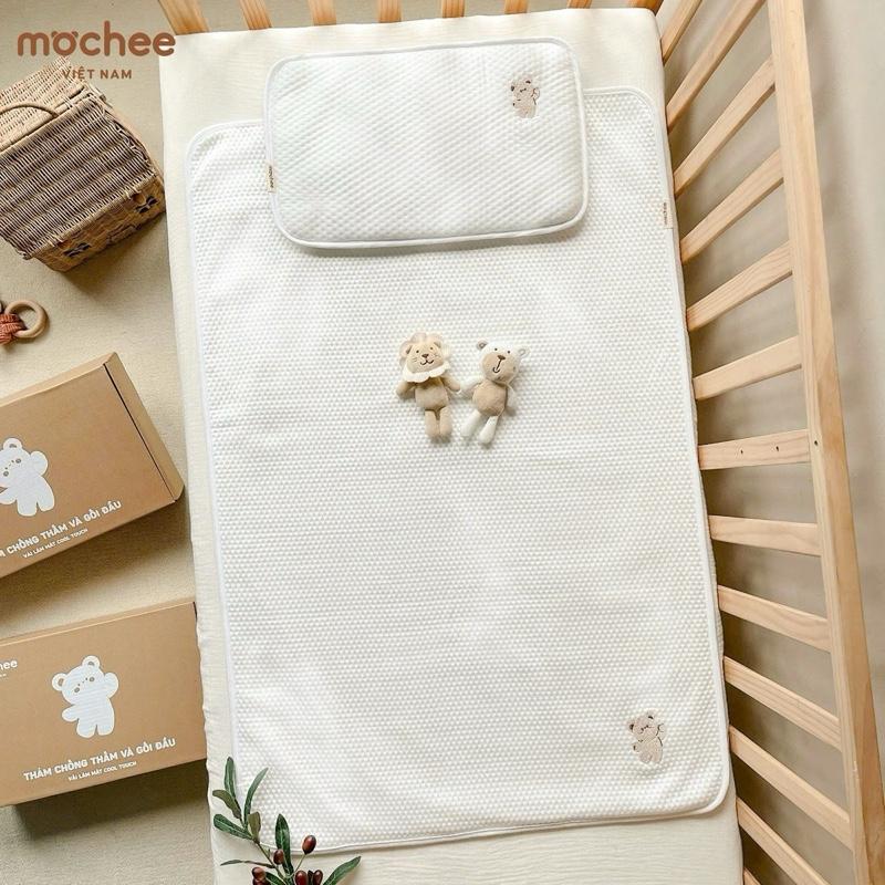 ️Set thảm nằm gối đầu Mochee chống thấm chất liệu Cool Touch siêu mềm mát thoáng khí KT 60x90cm