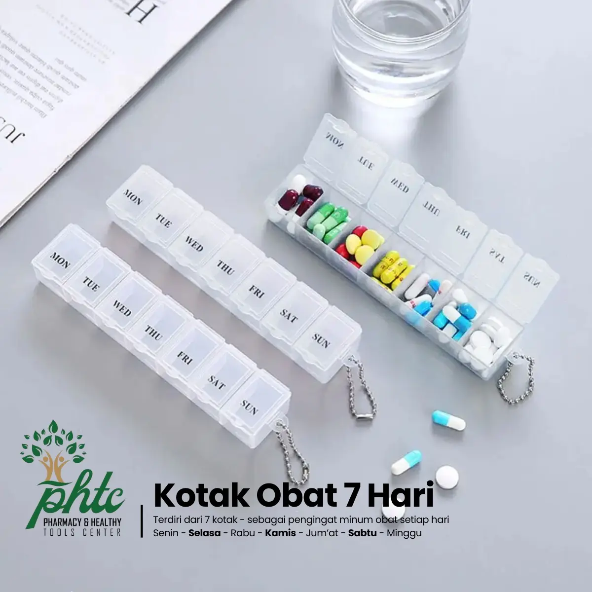 Kotak Obat 7 Hari Pengingat Minum Obat Wadah 7 Kotak