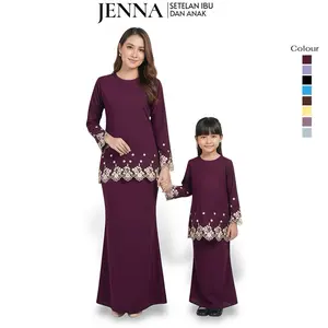 Jenna Stelan Rok Couple Ibu  dan Anak Stelan Rok Melayu Wanita Set Rok Couple Wanita Bordir Bunga