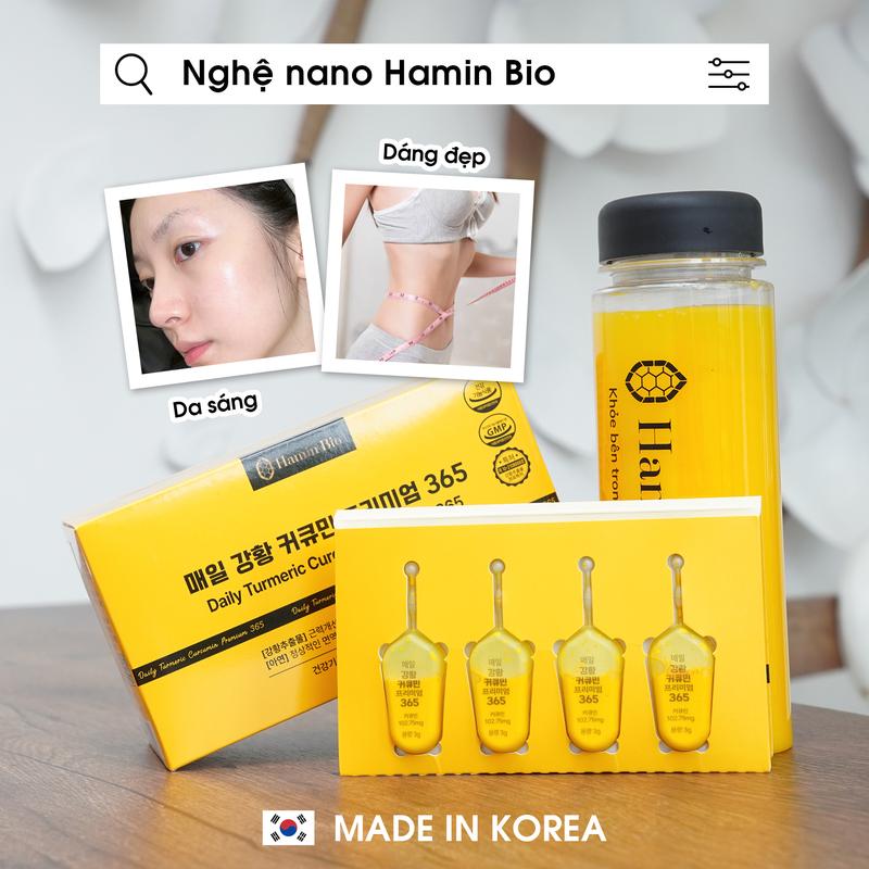  B90. Tinh Chất Nghệ Nano Curcumin Hamin Bio 365 Premium Hàn Quốc   Hộp 32 tép  - TẶNG BÌNH NƯỚC - Hỗ Trợ Tăng Cường Sức Khỏe 