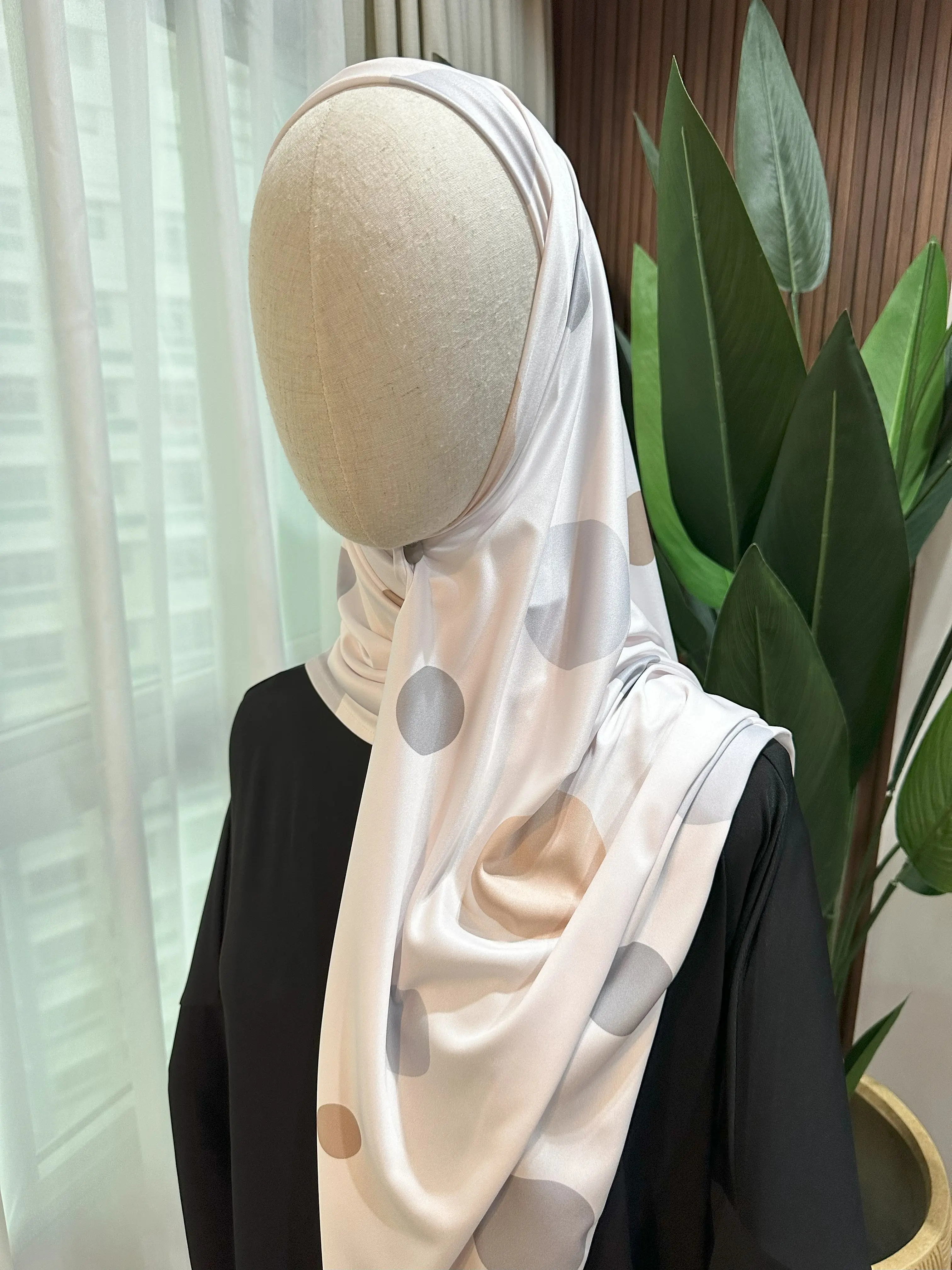 Polka Whisper Shawl With Inner - Hijab for Women