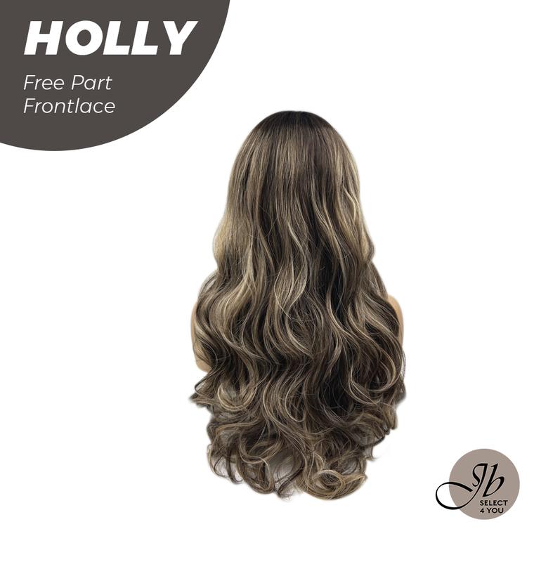 JBSELECT4YOU 24 Inches Brown With Highlight Wave Pre-Cut Free Part Frontlace Glueless Wig HOLLY 3