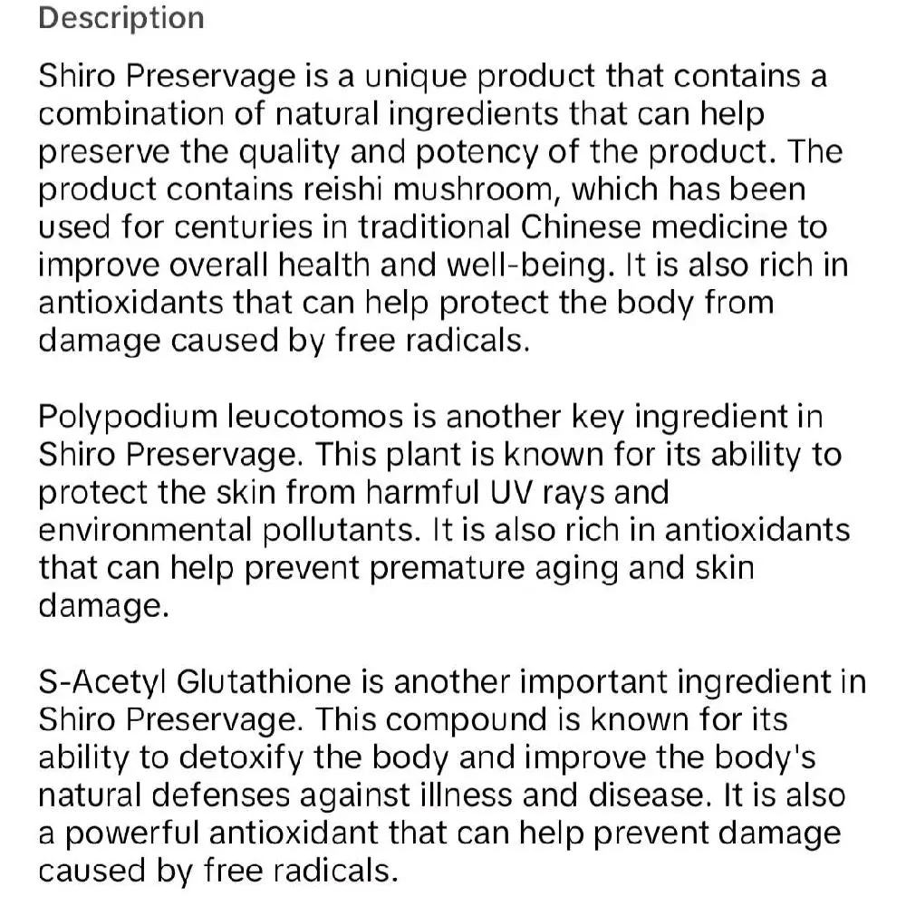 SHIRO OG & PRESERVAGE S-ACETYL GLUTATHIONE (MOST EFFECTIVE GLUTATHIONE IV  DRIP ALTERNATIVE)W/Free Soap