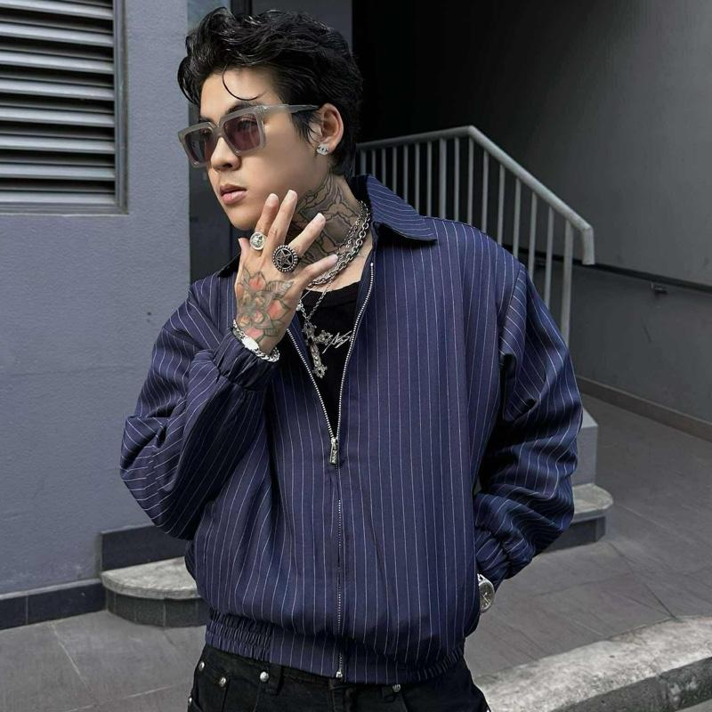 Áo khoác Jacket Boxy SỌC 2 lớp dáng ngắn FAFIC STUDIO BOMBER JACKET SỌC đơn giản mặc layer local brand nam nữ unisex varsiry