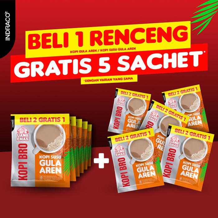 Gambar Uang Emas Kopi Bro Kopi Susu Gula Aren (10 sachets x 27g) dari INDRACO Store Kab. Gresik Tokopedia
