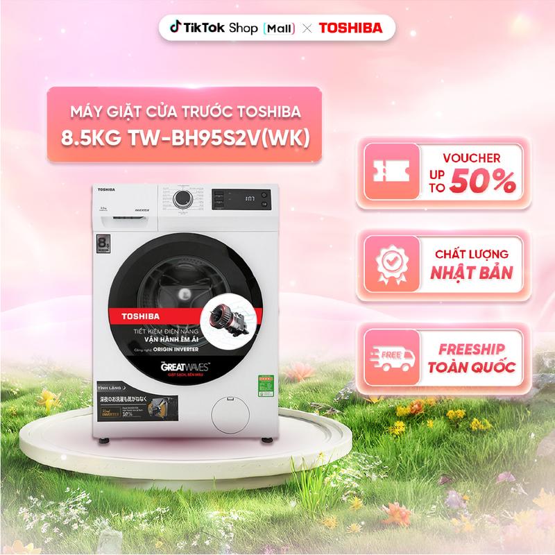 Máy giặt cửa trước Toshiba 8.5 kg TW-BH95S2V(WK) - Hàng chính hãng, bảo hành 24 tháng