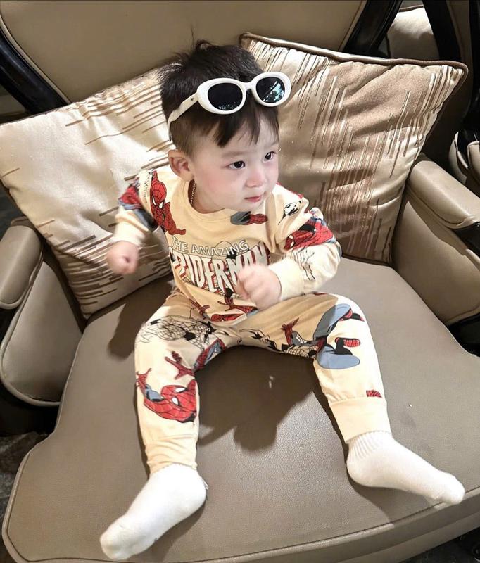   ẢNH THẬT  Sét Bộ Quần Áo Thu Đông In 5D Spidermen - Elsa  Dành Cho Bé Trai  Gái  Size 13-40kg Chất Liệu Thun Cotton Mềm Mịn Thoáng Mát   Spidermen  