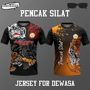 ROIDXPAPER Kaos NFL Jersey Dewasa Pencak Silat Indonesia Unisex DryFit Full Printing Sublime dengan Desain Tiger Hitam dan Orange