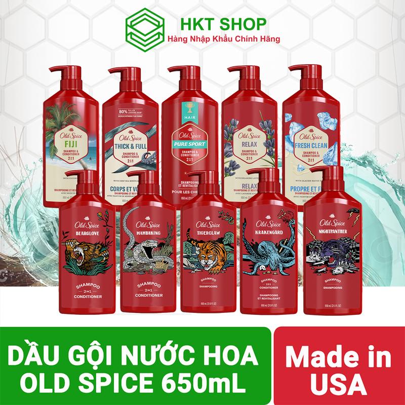 Dầu Gội - Xả OLD SPICE 2in1 Hương Nước Hoa Cho Nam - HKT Shop Mát da sảng khoái, tóc bồng bềnh lưu hương lâu