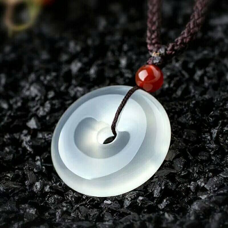 Product Introduction of Warm male big white pendant men and women couple pendant Necklace safety buckle lucky pendant ( Free Rope ) 13