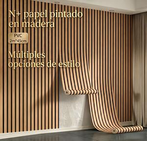 N+ 45cm*2m Papel tapiz autoadhesivo imitación madera, impermeable y antihumedad para paredes