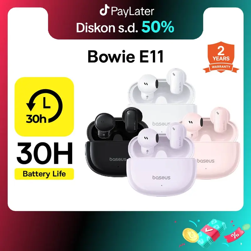 Baseus Bowie E11 TWS True Wireless Earphone Earbuds ENC Bluetooth 5.3 0