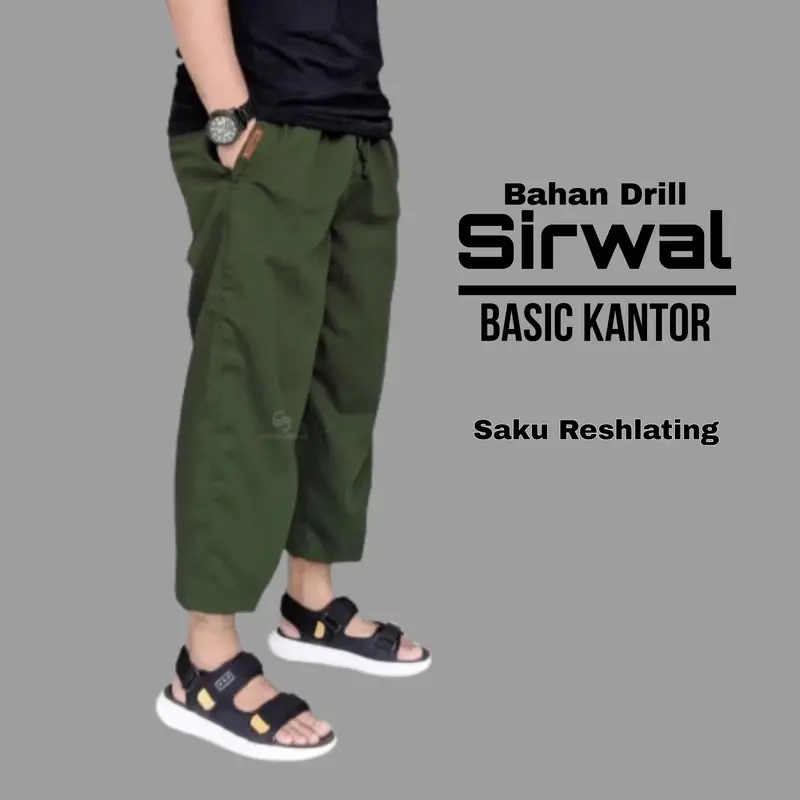Celana Sirwal Pria Muslim Dewasa Bahan Drill  Saku Reshleting Sirwal Pria Kekinian Terbaru 7