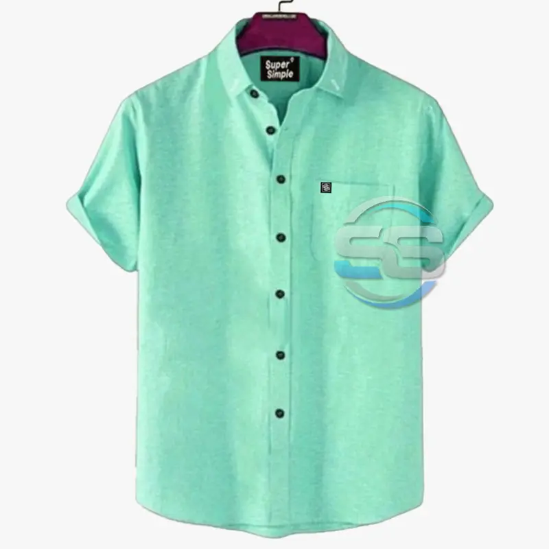 Kemeja Pria Lengan Pendek Distro Abu Tua Polos  Katun Formal Casual Slimfit Style Kerja Simple Keren Kekinian Super Simple 5