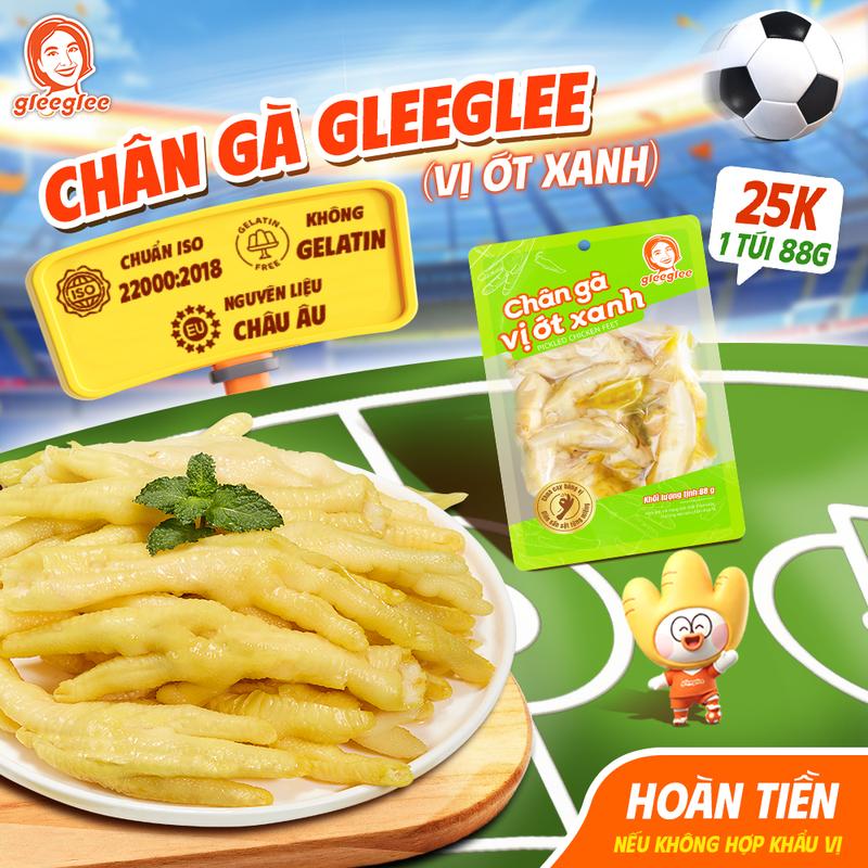 Chân Gà Có Xương Gleeglee Vị ỚT XANH, Vị Cay Tê Tê, Dai Ngon Tự Nhiên, Đậm Đà Nhiều Thịt 88g