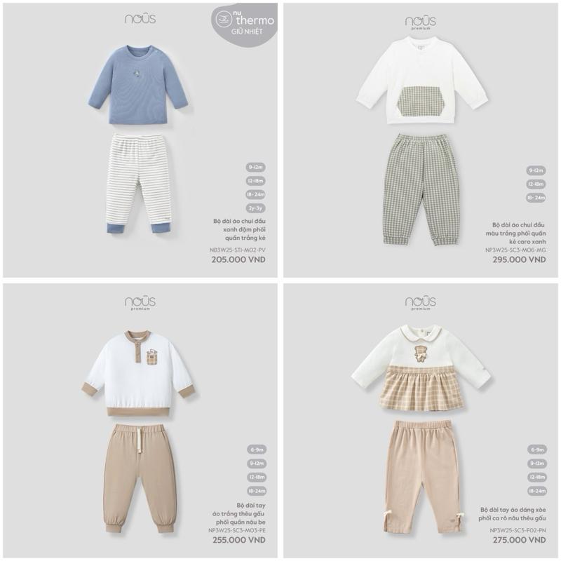 [ Nous ] Bộ Nous dài tay cho bé trai bé gái 6m-3y , chất liêu Nu peptit , Air , Doux mềm mại nhẹ mát