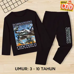 Baju Bombardino Crocodilo Anak Laki-Laki Dan Perempuan Anomali Umur 3-10 Tahun Lengan Panjang setelan  anak  anomali setelan anak cowo setelan  anak  tung  tung  sahur baju  tung  tung  sahur  anak  laki  laki baju  anak  tung  tung  sahur