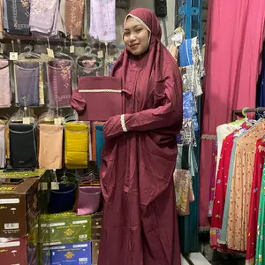 Mukena Terusan Polos Kombinasi Renda Bahan Katun Mikro untuk Keseharian Anda