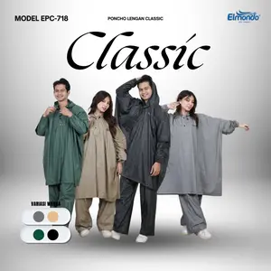 Jas Hujan Elmondo Setelan Ponco Lengan Celana Jumbo Pria Wanita Bahan PVC Elmondo Classic 718