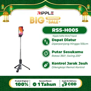 Ripple Selfie Stick Mini RSS-H005 113CM/130CM/170CM dengan Remote Nirkabel & Tripod Bawaan Garansi 1 Tahun untuk Handphone
