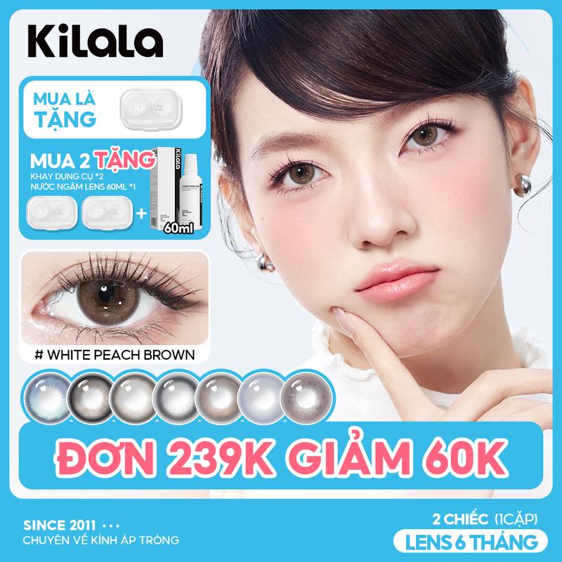 Kính áp tròng Kilala lens 6 tháng màu Đen Nâu Xám Lam Tím Hồng DIA 14.2-14.5mm lens êm mềm không kén phong cách makeup