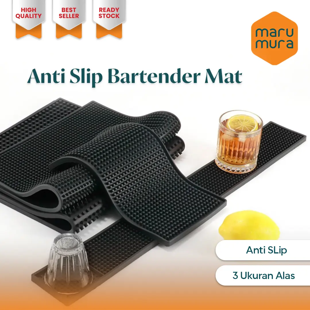 Marumura Bar Mat | Bartender Mat | Bar Mat Rubber Anti Slip | Tatakan Gelas Piring Meja Bar Dapur Cafe | Alas Karet Meja Bartender