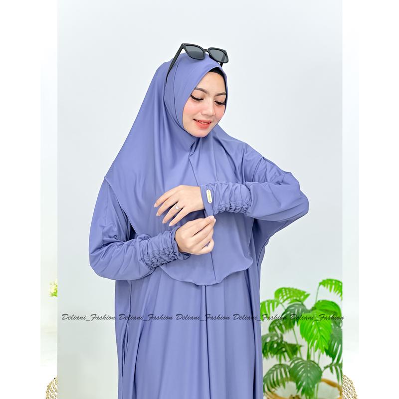 Aulia Abaya Set Hijab Gamis Bahan Jersy Syari Polos set Bergo Muslim Wanita 3