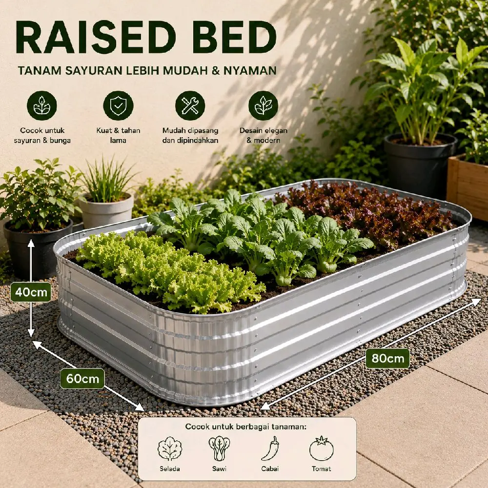 raised bed galvalume ukuran 60 x 80 x 40