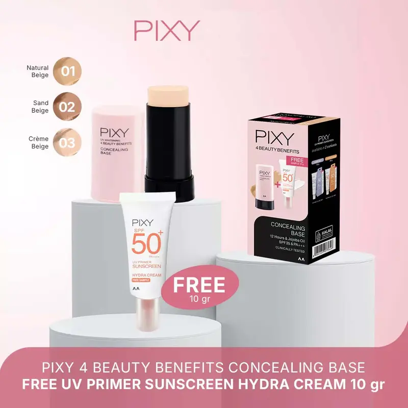 [CONCEALING BASE GRATIS SUNSCREEN] PIXY 4 Beauty Benefits Concealing Base FREE UV Primer Sunscreen Hydra Cream 10gr By Cherry Shop 5