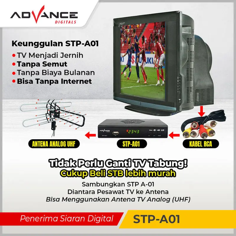【COD】Advance STP-A01 Set Top Box STB Digital DVB Full HD Receiver TV Garansi Resmi 1 Tahun Antena Kabel 8