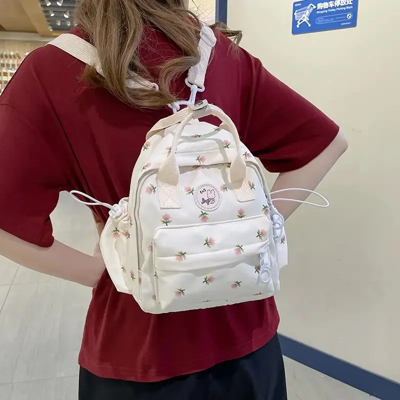 BISA COD - Tas Ransel Mini Perempuan Multifungsi Motif Bunga Tulip Bahan Canvas D300 / Tas Ransel Anak 4