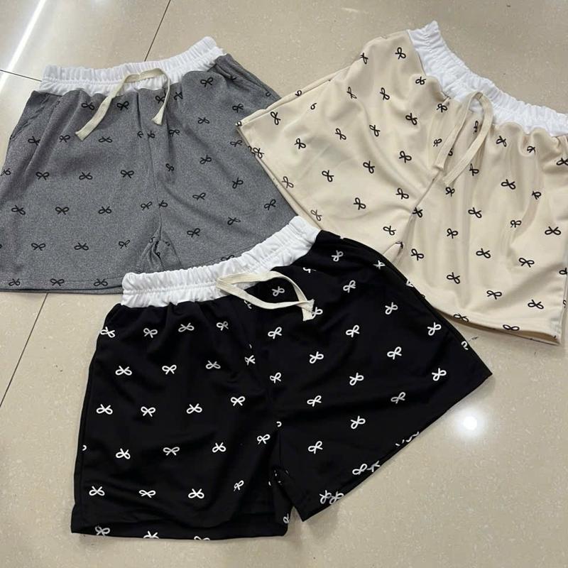 COM Bo 3 Quần SHORT đùi hoạ tiết hình NƠ có túi cạp chun phối vải thun Co giãn 4 chiều. 0